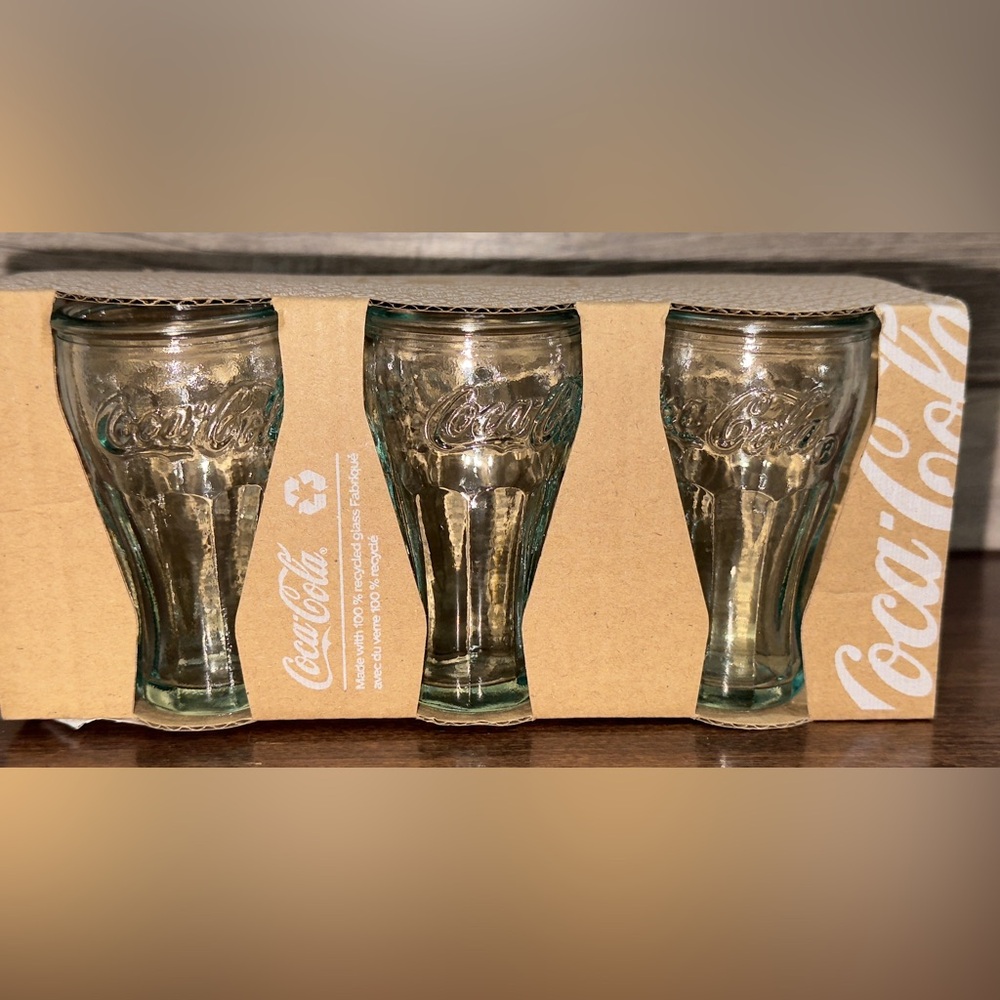 6 Pack Mini Coca-Cola Genuine Coke Drinking Shot Glasses 3.25" Coke Collectible